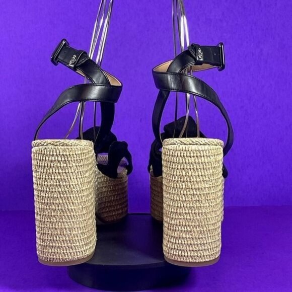 Sam Edelman Women's Black Bow Theresa 2 Summer Platform Sandals Shoe Size 10.5 - Picture 4 of 9